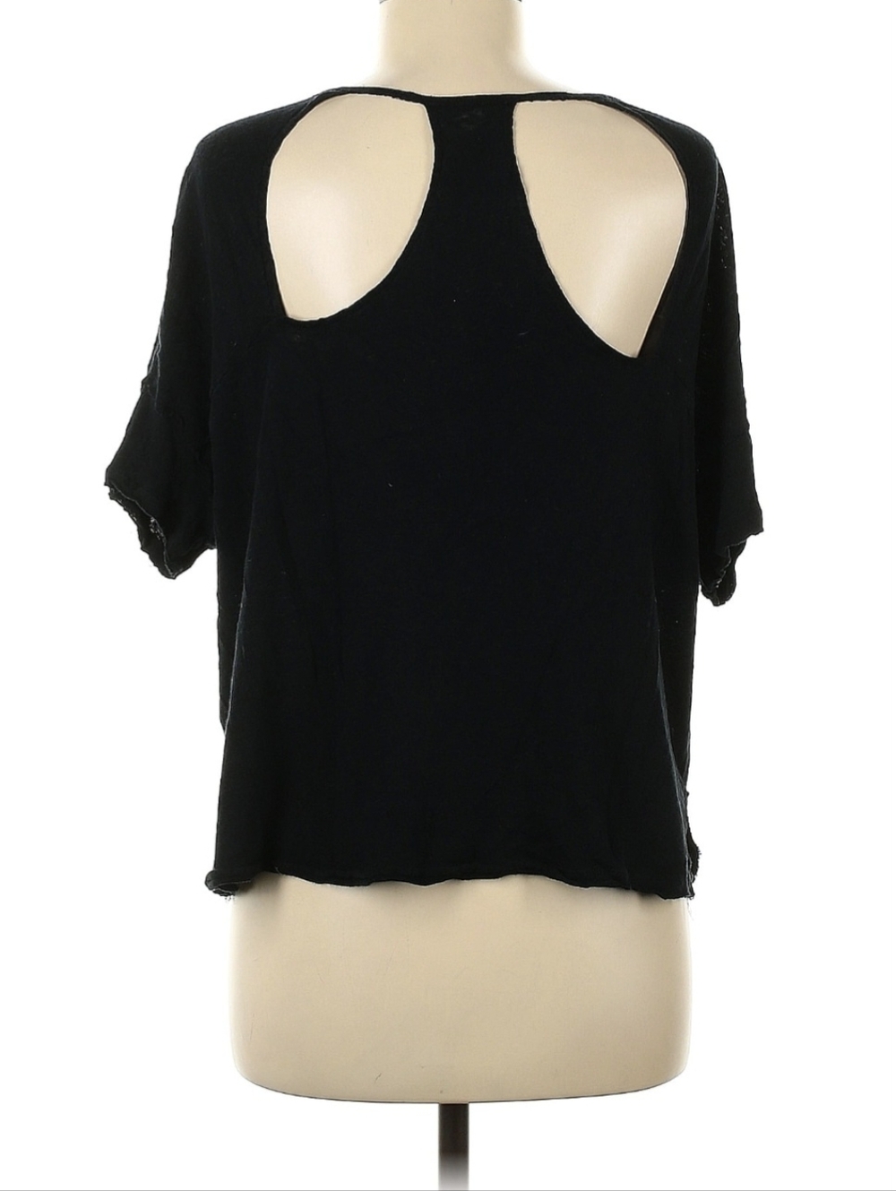 Black V-Neck Cut-out Women's Top